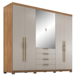 Guarda Roupa Casal Giardino 6 Portas 4 Gavetas Amêndola/Nude Prime com Espelho e Pés - Demóbile Guarda Roupa Casal Giardino 6 Portas 4 Gavetas Amêndola/Nude Prime com Espelho e Pés - Demóbile