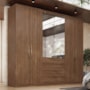 Guarda Roupa Casal Giardino 6 Portas 4 Gavetas Nogueira Touch com Espelho - Demóbile