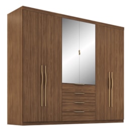 Guarda Roupa Casal Giardino 6 Portas 4 Gavetas Nogueira Touch com Espelho - Demóbile