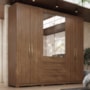 Guarda Roupa Casal Giardino 6 Portas 4 Gavetas Nogueira Touch com Espelho e Pés - Demóbile