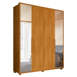 Guarda Roupa Casal Greco 4 Portas Cinamomo com Espelho - Madetec