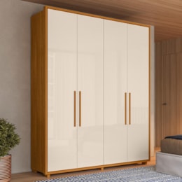 Guarda Roupa Casal Greco 4 Portas Cinamomo/Off White - Madetec