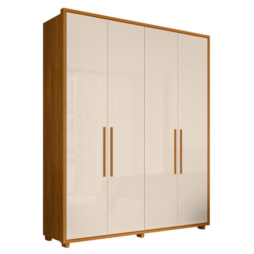 Guarda Roupa Casal Greco 4 Portas Cinamomo/Off White - Madetec