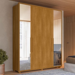 Guarda Roupa Casal Greco 4 Portas Cumaru com Espelho - Madetec