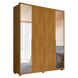Guarda Roupa Casal Greco 4 Portas Cumaru com Espelho - Madetec