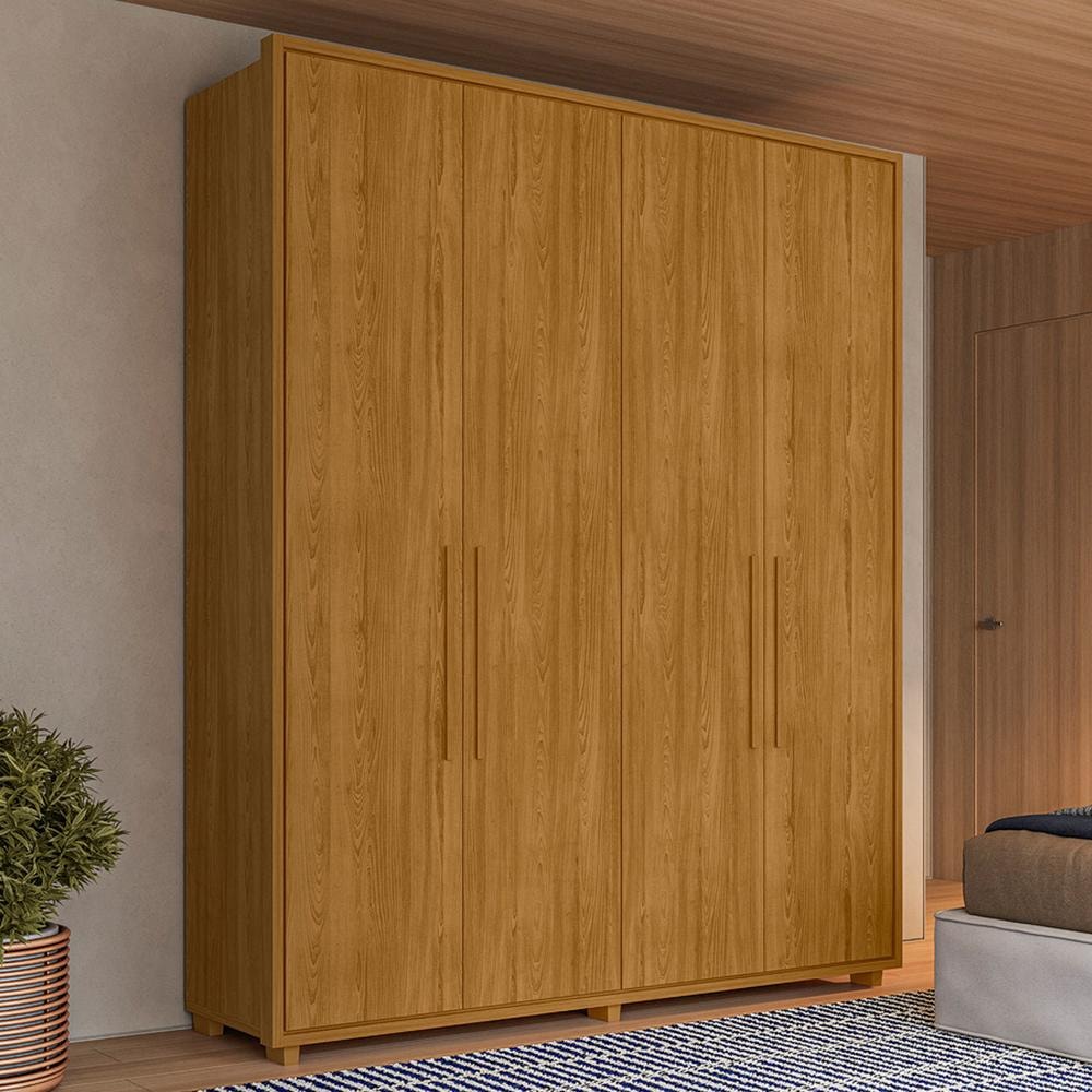 Guarda Roupa Casal Greco 4 Portas Cumaru com Espelho - Madetec