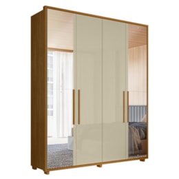 Guarda Roupa Casal Greco 4 Portas Cumaru/Opala com Espelho - Madetec