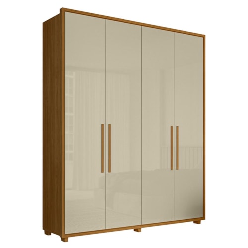 Guarda Roupa Casal Greco 4 Portas Cumaru/Opala - Madetec 