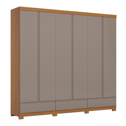 Guarda Roupa Casal Imperial 6 Portas 9 Gavetas Cinamomo/Avelã - Móveis Henn
