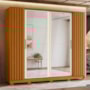 Guarda Roupa Casal Jacarandá 4 Portas Flex Cinamomo/Off White com 8 Espelhos - Móveis Albatroz