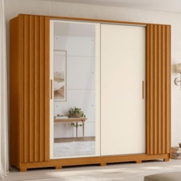 Guarda Roupa Casal Jacarandá 4 Portas Flex com 4 Espelhos Cinamomo/Off White - Móveis Albatroz 