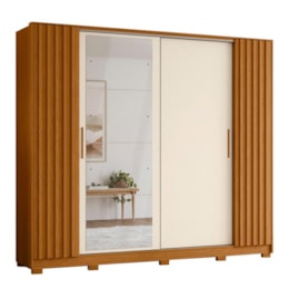 Guarda Roupa Casal Jacarandá 4 Portas Flex com 4 Espelhos Cinamomo/Off White - Móveis Albatroz 