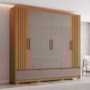 Guarda Roupa Casal Kaian 6 Portas 3 Gavetas Cinamomo/Avelã - Móveis Henn