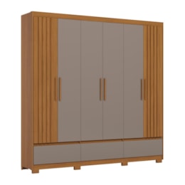Guarda Roupa Casal Kaian 6 Portas 3 Gavetas Cinamomo/Avelã - Móveis Henn
