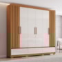 Guarda Roupa Casal Kaian 6 Portas 3 Gavetas Cinamomo/Off White - Móveis Henn