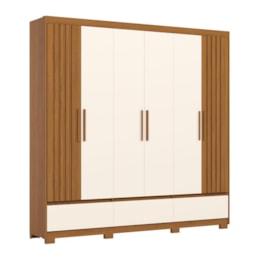 Guarda Roupa Casal Kaian 6 Portas 3 Gavetas Cinamomo/Off White - Móveis Henn