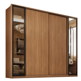 Guarda Roupa Casal Laredo 4 Portas Flex Amêndola Touch com Vidro Reflecta - Demartêz  Guarda Roupa Casal Laredo 4 Portas Flex Amêndola Touch com Vidro Reflecta - Demartêz