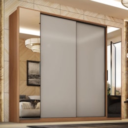 Guarda Roupa Casal Laredo 4 Portas Flex Amêndola Touch/Nude Prime TX com Espelho - Demartêz Guarda Roupa Casal Laredo 4 Portas Flex Amêndola Touch/Nude Prime TX com Espelho - Demartêz