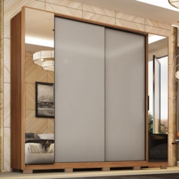 Guarda Roupa Casal Laredo 4 Portas Flex Amêndola Touch/Nude Prime TX com Espelho e Pés - Demartêz Guarda Roupa Casal Laredo 4 Portas Flex Amêndola Touch/Nude Prime TX com Espelho e Pés - Demartêz
