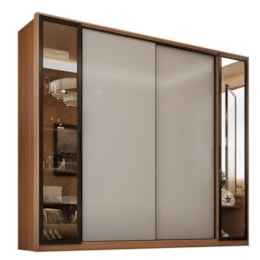 Guarda Roupa Casal Laredo 4 Portas Flex Amêndola Touch/Nude Prime TX com Vidro Reflecta - Demartêz Guarda Roupa Casal Laredo 4 Portas Flex Amêndola Touch/Nude Prime TX com Vidro Reflecta - Demartêz