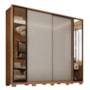 Guarda Roupa Casal Laredo 4 Portas Flex Amêndola Touch/Nude Prime TX com Vidro Reflecta e Pés - Demartêz