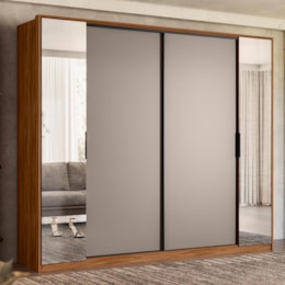 Guarda Roupa Casal Laredo 4 Portas Flex Nogueira/Nude Prime TX com Espelho - Demartêz  Guarda Roupa Casal Laredo 4 Portas Flex Nogueira/Nude Prime TX com Espelho - Demartêz