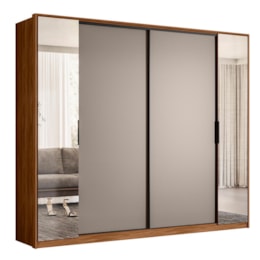Guarda Roupa Casal Laredo 4 Portas Flex Nogueira/Nude Prime TX com Espelho - Demartêz  Guarda Roupa Casal Laredo 4 Portas Flex Nogueira/Nude Prime TX com Espelho - Demartêz