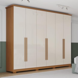 Guarda Roupa Casal Leblon 6 Portas 6 Gavetas Cinamomo/Off White - Henn