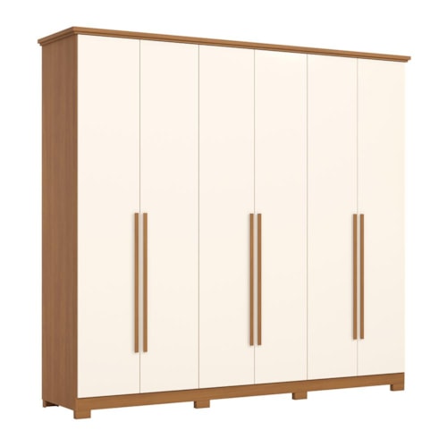 Guarda Roupa Casal Leblon 6 Portas 6 Gavetas Cinamomo/Off White - Henn