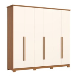 Guarda Roupa Casal Leblon 6 Portas 6 Gavetas Cinamomo/Off White - Móveis Henn