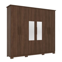Guarda Roupa Casal Lima 6 Portas e 3 Gavetas com Espelho Castanho - Móveis Henn Guarda Roupa Casal Lima 6 Portas e 3 Gavetas com Espelho Castanho - Móveis Henn