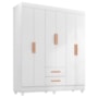 Guarda Roupa Casal Lite 6 Portas e 2 Gavetas Branco - Móveis Leão