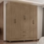 Guarda Roupa Casal Lite 6 Portas e 2 Gavetas Carvalho Oak - Móveis Leão