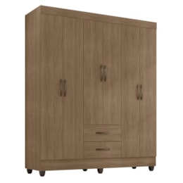 Guarda Roupa Casal Lite 6 Portas e 2 Gavetas Carvalho Oak - Móveis Leão Guarda Roupa Casal Lite 6 Portas e 2 Gavetas Carvalho Oak - Móveis Leão