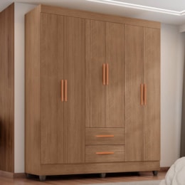 Guarda Roupa Casal Lite 6 Portas e 2 Gavetas Carvalho Oak - Móveis Leão