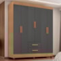 Guarda Roupa Casal Lite 6 Portas e 2 Gavetas Nature/Cinza - Móveis Leão