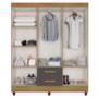 Guarda Roupa Casal Lite 6 Portas e 2 Gavetas Nature/Cinza - Móveis Leão