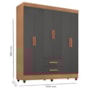 Guarda Roupa Casal Lite 6 Portas e 2 Gavetas Nature/Cinza - Móveis Leão