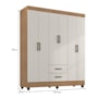 Guarda Roupa Casal Lite 6 Portas e 2 Gavetas Nature/Off White - Móveis Leão