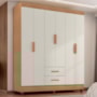 Guarda Roupa Casal Lite 6 Portas e 2 Gavetas Nature/Off White - Móveis Leão