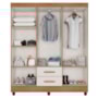 Guarda Roupa Casal Lite 6 Portas e 2 Gavetas Nature/Off White - Móveis Leão