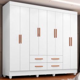 Guarda Roupa Casal Lite 8 Portas e 4 Gavetas Branco - Móveis Leão