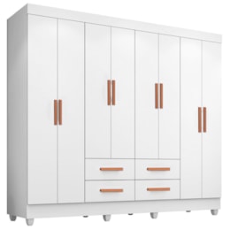 Guarda Roupa Casal Lite 8 Portas e 4 Gavetas Branco - Móveis Leão
