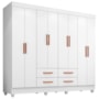 Guarda Roupa Casal Lite 8 Portas e 4 Gavetas Branco - Móveis Leão