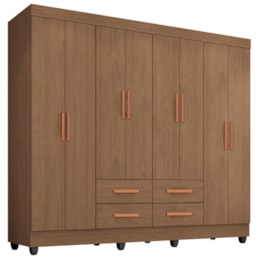 Guarda Roupa Casal Lite 8 Portas e 4 Gavetas Carvalho Oak - Móveis Leão