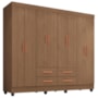 Guarda Roupa Casal Lite 8 Portas e 4 Gavetas Carvalho Oak - Móveis Leão