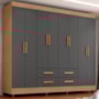 Guarda Roupa Casal Lite 8 Portas e 4 Gavetas Nature/Cinza - Móveis Leão