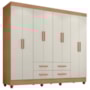 Guarda Roupa Casal Lite 8 Portas e 4 Gavetas Nature/Off White - Móveis Leão 