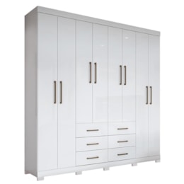 Guarda Roupa Casal Liverpool 8.6 8 Portas 6 Gavetas Branco com Pés - Santos Andirá Guarda Roupa Casal Liverpool 8.6 8 Portas 6 Gavetas Branco com Pés - Santos Andirá