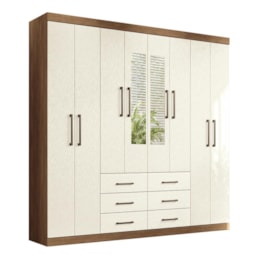Guarda Roupa Casal Liverpool 8.6 8 Portas 6 Gavetas Jatobá/Areia com Espelho - Santos Andirá Guarda Roupa Casal Liverpool 8.6 8 Portas 6 Gavetas Jatobá/Areia com Espelho - Santos Andirá